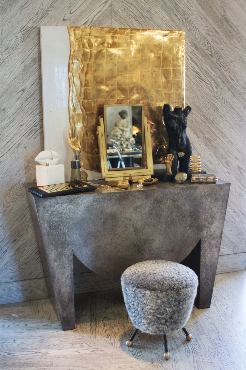 Patinated Bronze Silver Patina Croft Console