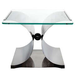 1970s X-Base Bent Stainless Steel Side Table by François Monnet 8