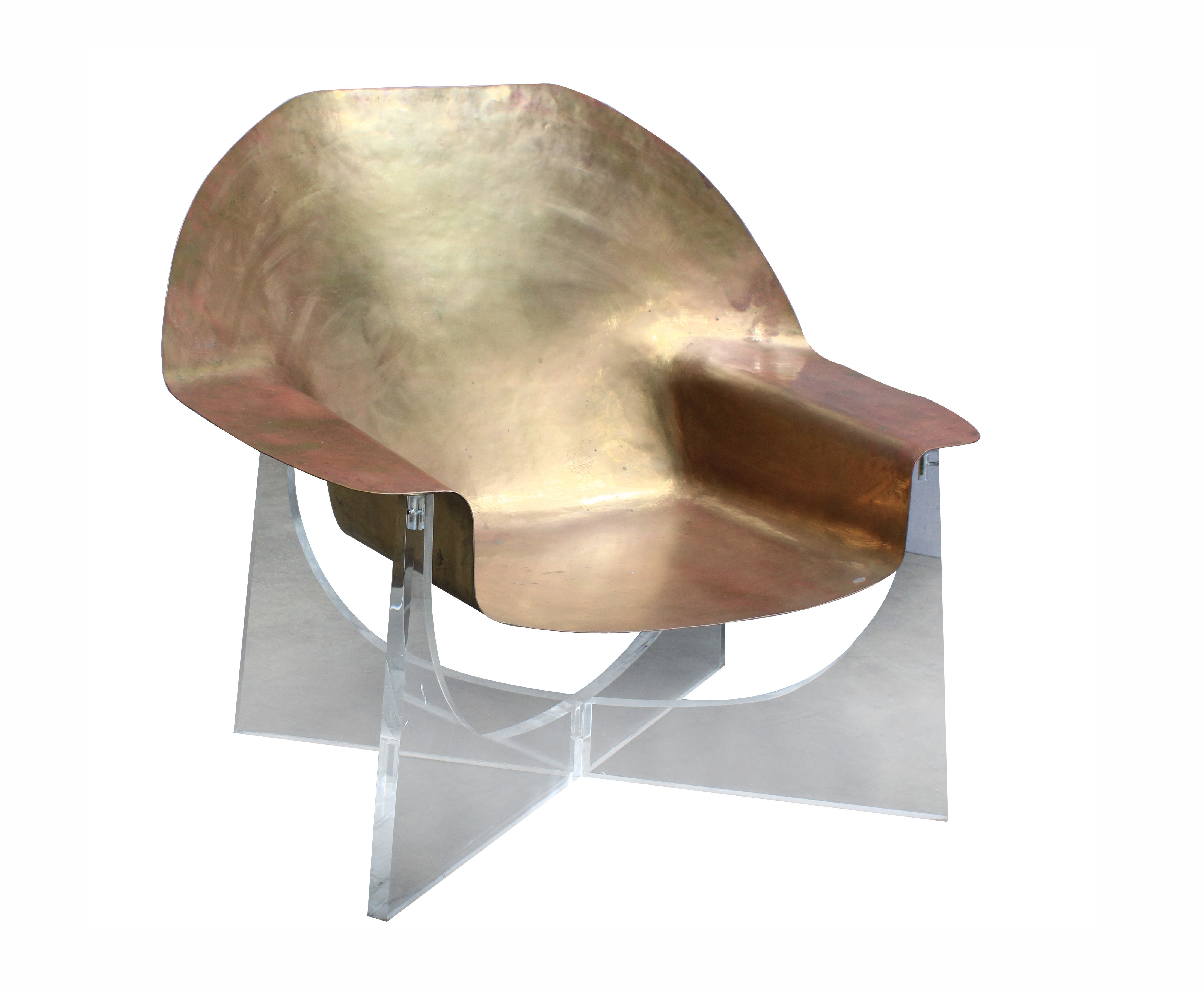 A Hammered Brass Chair by Philip Hiquily