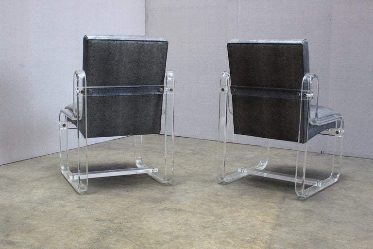 Pair of 1980s Lucite Dining Chairs In Good Condition In West Hollywood, CA