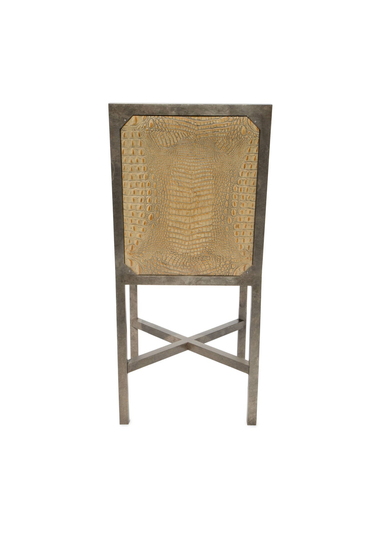 Bronze Silver Patina Rexford Chair In Excellent Condition In West Hollywood, CA