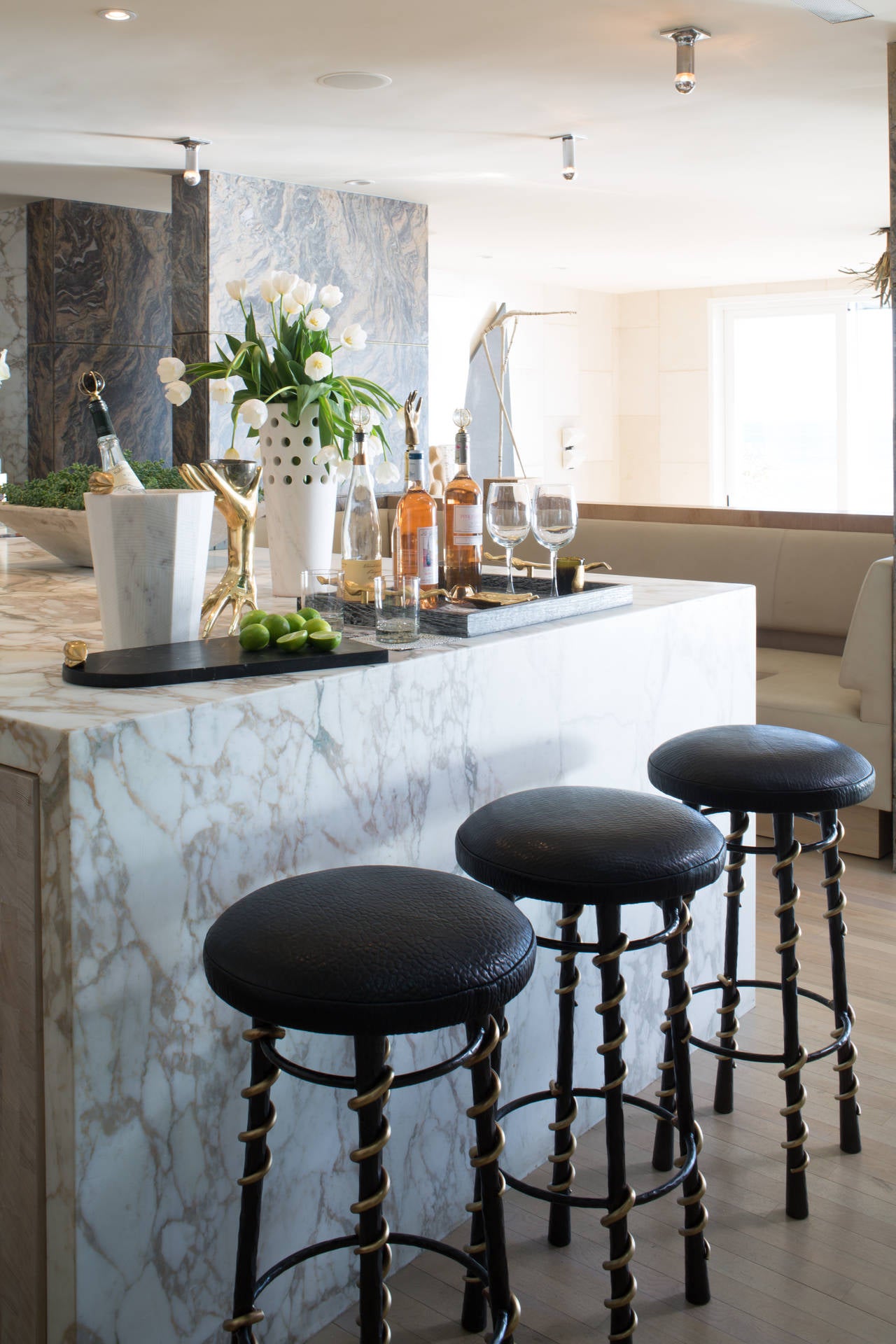 American Liaison Champagne Bucket in Negro Marquina Marble
