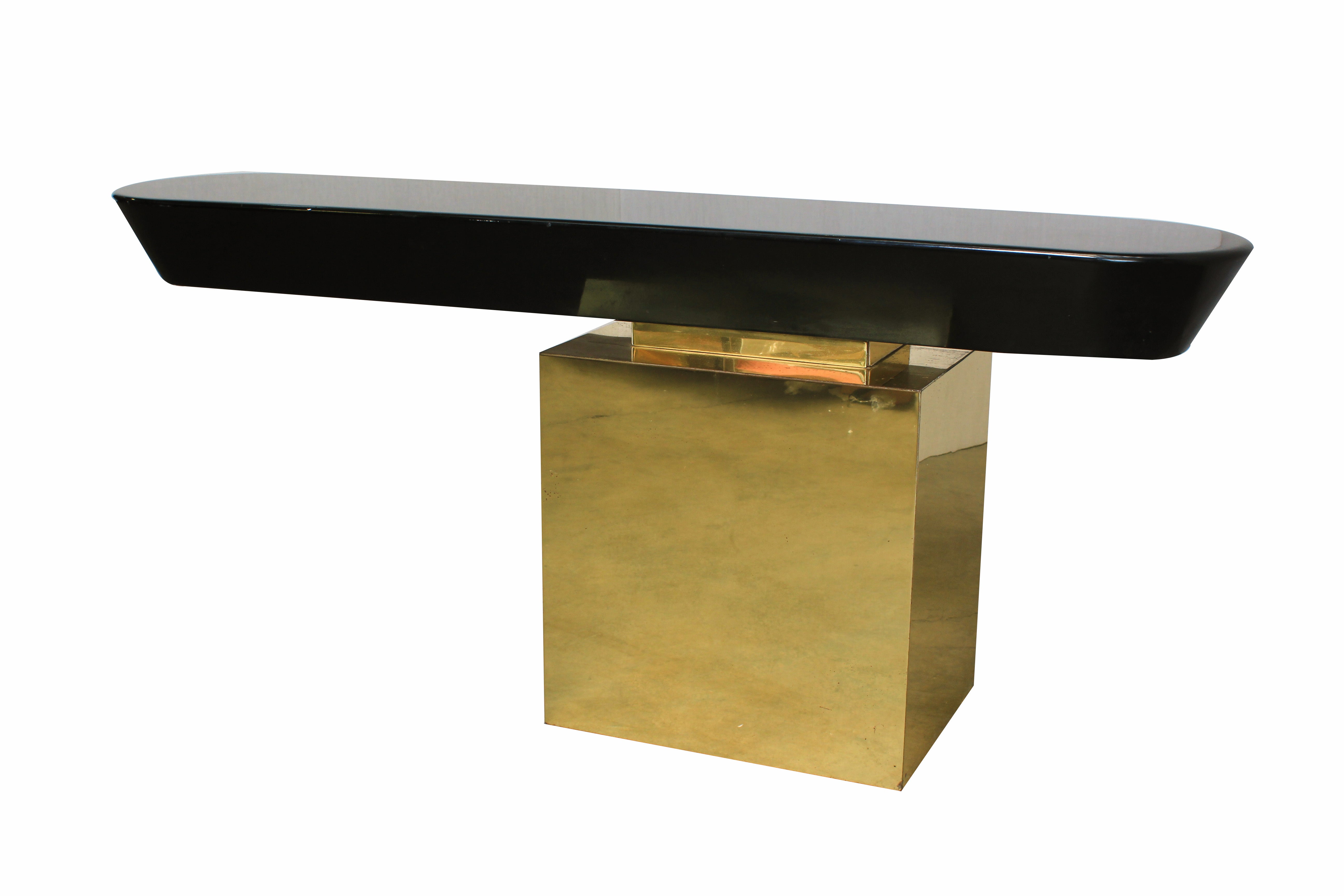 A Cantilevered Console in Brass and Lacquer