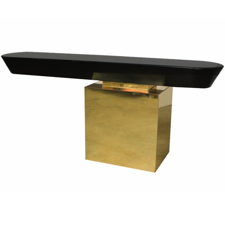 Console Lacquer A Cantilevered Console in Brass and Lacquer at 1stDibs