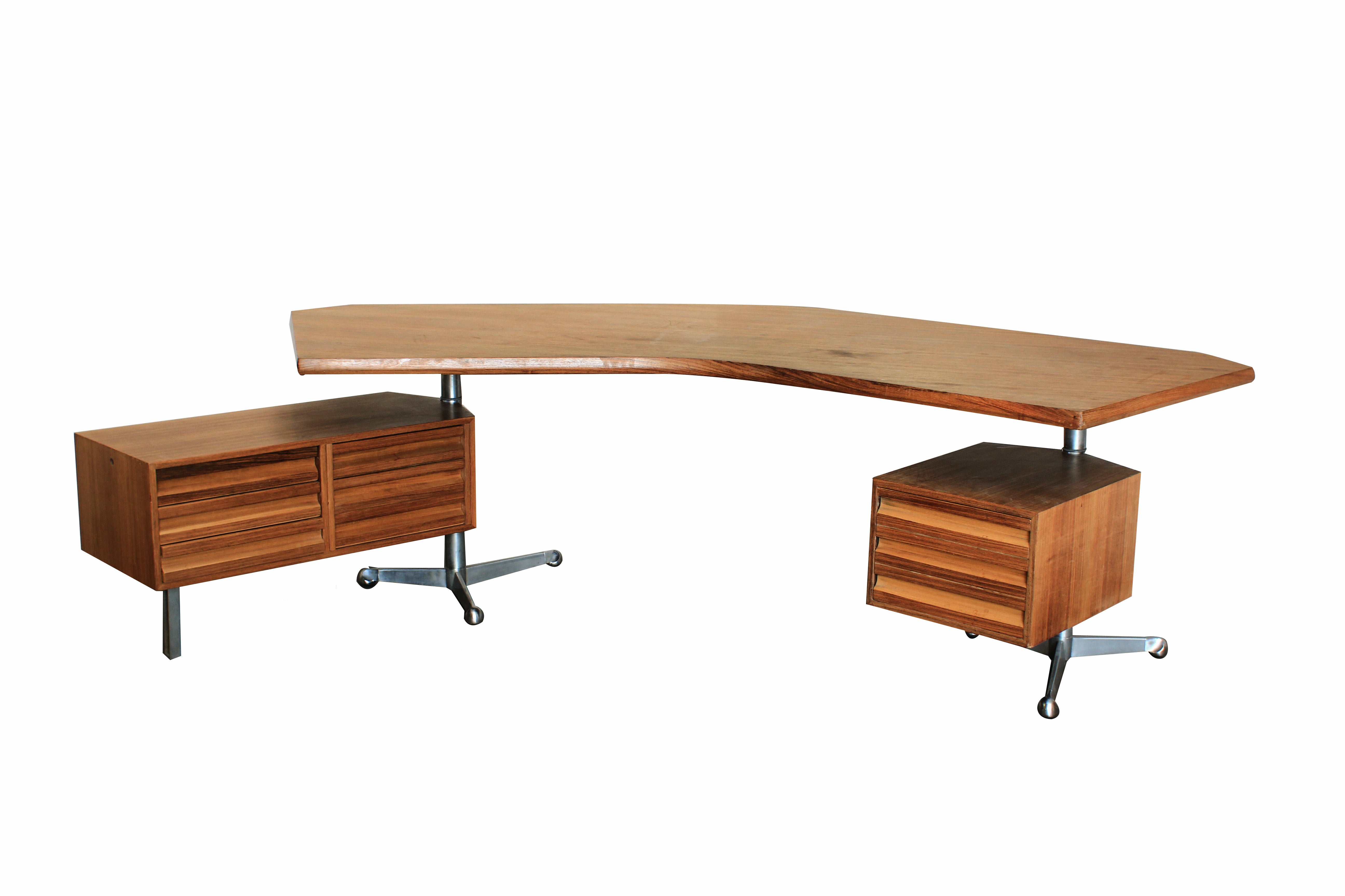 Rare Tecno "Forme Libre" Desk in Walnut by Osvaldo Borsani