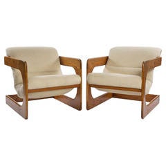 Pair of Walnut Chairs by Lou Hodges