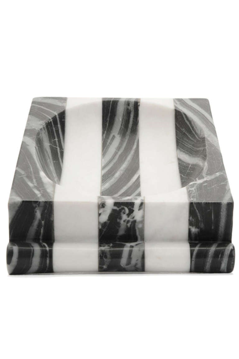 Striped Marble Dish by Kelly Wearstler. USA, 2013. A Kelly Wearstler classic - strong bands of White Flower and Grey Rainbow marble are fused and carved into this simple yet elegant piece.