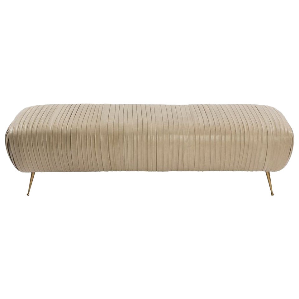 Kelly Wearstler 60" Ruched Souffle Bench in Beige Leather For Sale at  1stDibs | kelly wearstler bench