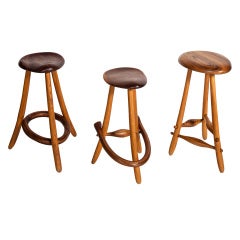 A Set of Hand Carved California Studio Stools