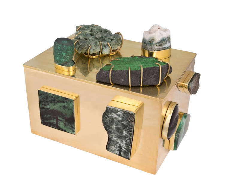 Modern Jade and Hematite Bronze Bauble Box
