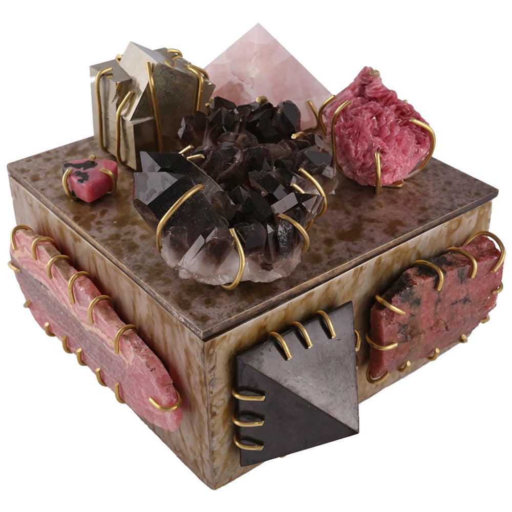 Rose Quartz & Bladed Rhondonite Bauble Box