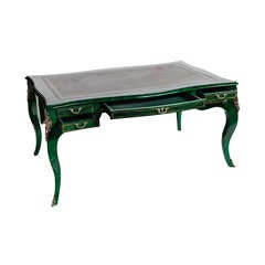 A Louis XV Gilt Bronze Emerald Lacquered Desk