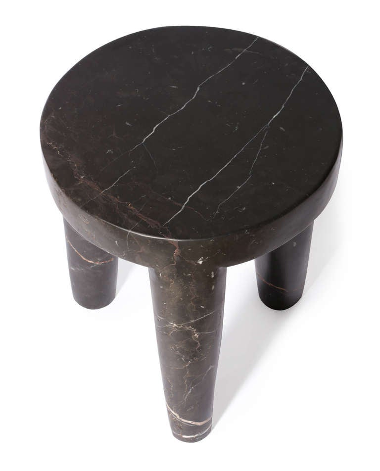 Three Legged Marble Stool by Kelly Wearstler In Excellent Condition In West Hollywood, CA
