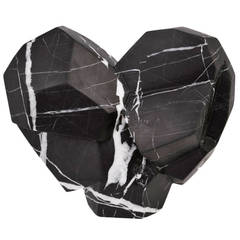 Large Fractured Heart in Negro Marquina Marble