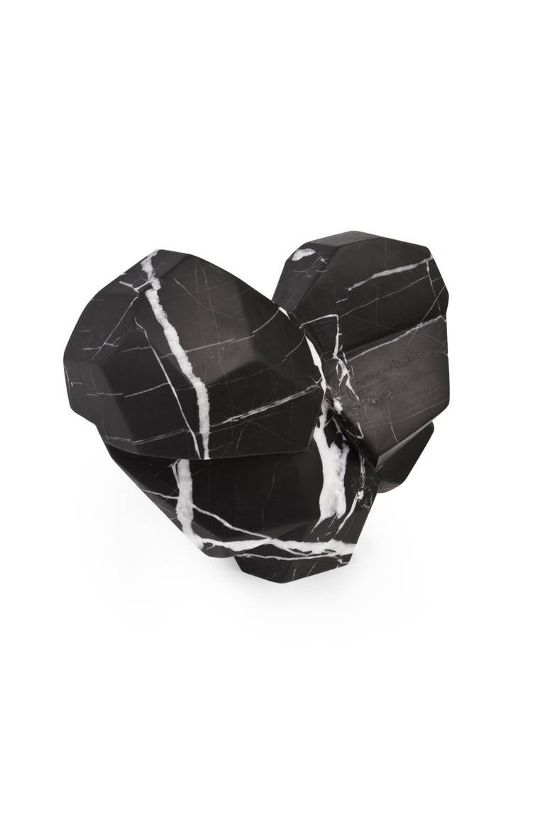 Large Fractured Heart in Negro Marquina Marble In Excellent Condition In West Hollywood, CA