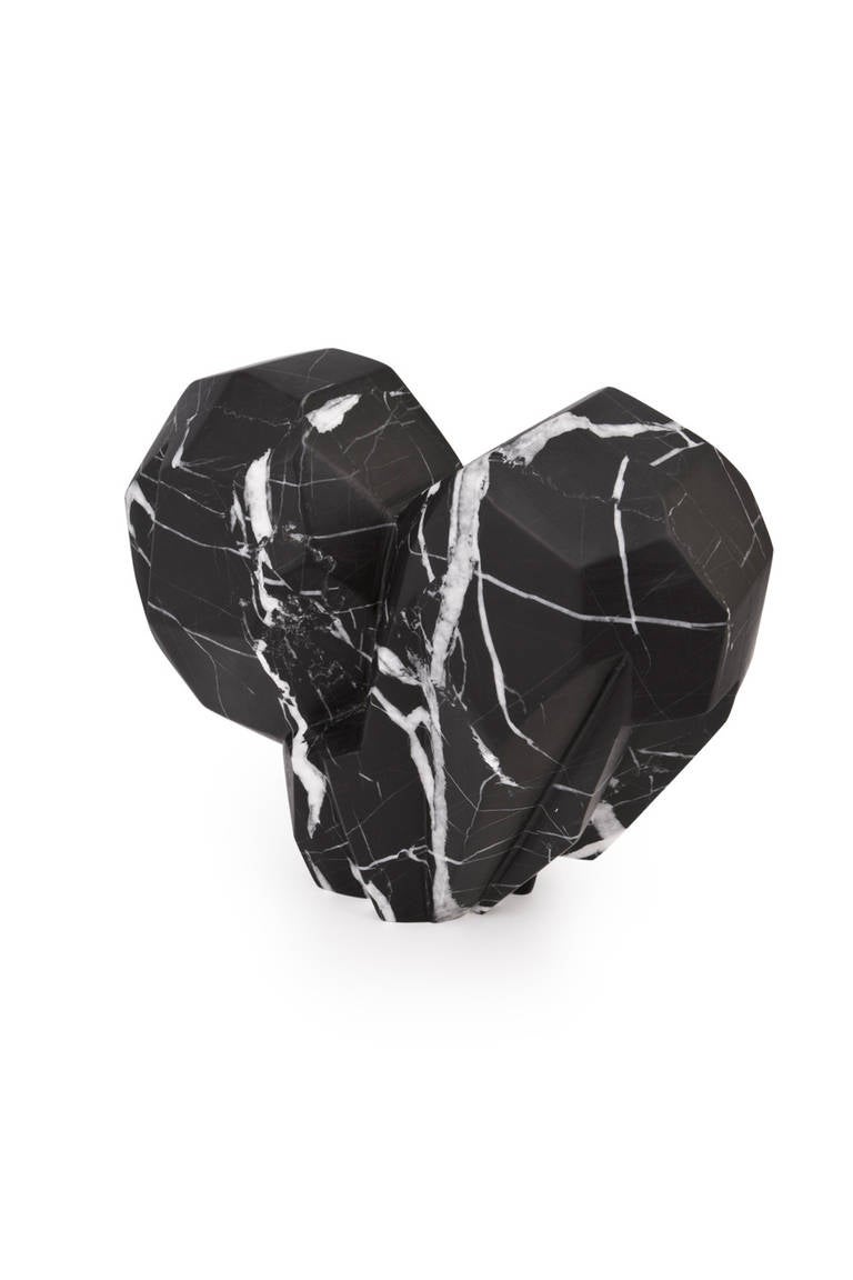 Contemporary Large Fractured Heart in Negro Marquina Marble