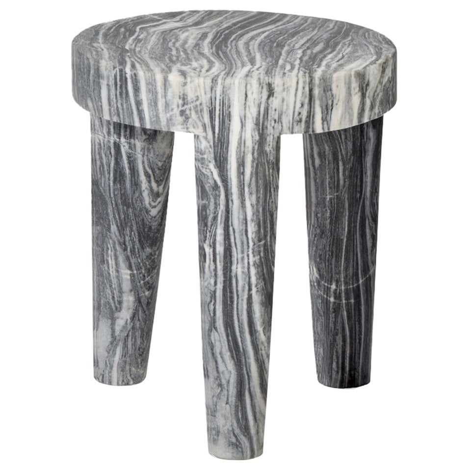 Small Tribute Stool in Grey Rainbow Marble For Sale at 1stdibs