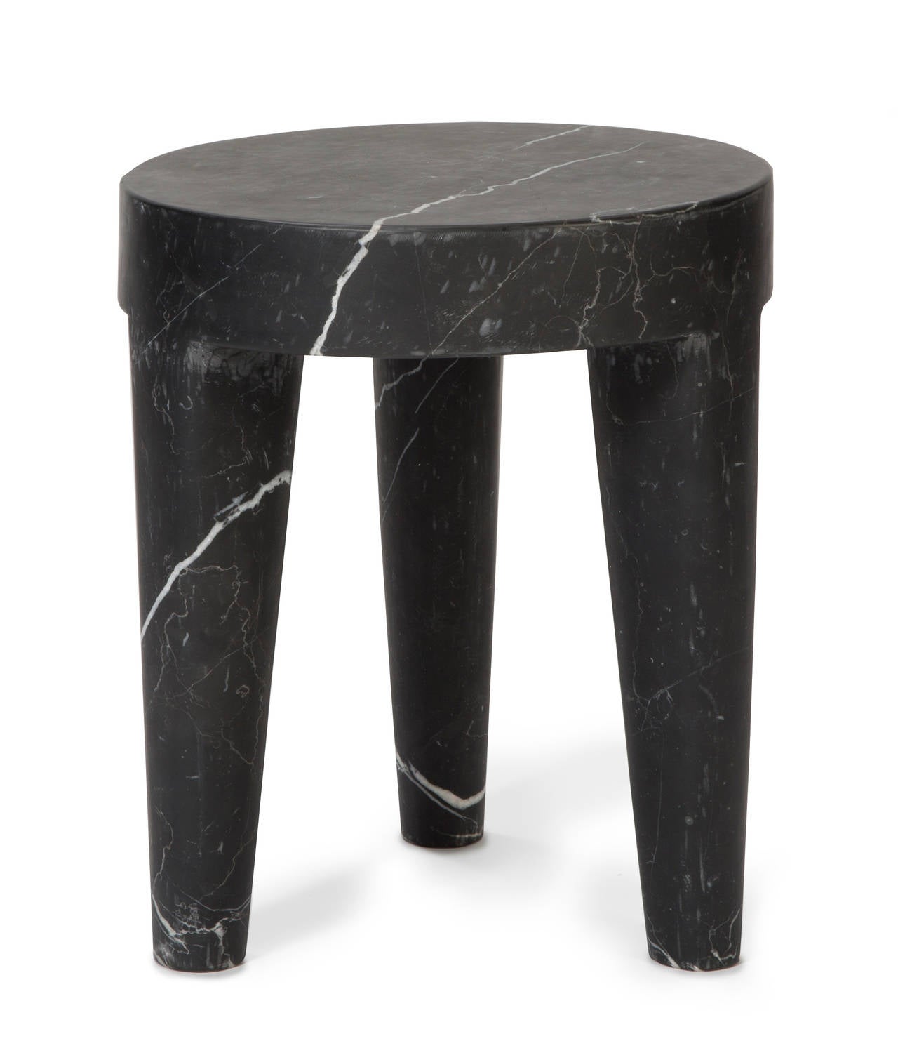Large Tribute Stool in Negro Marquina Marble For Sale at 1stDibs