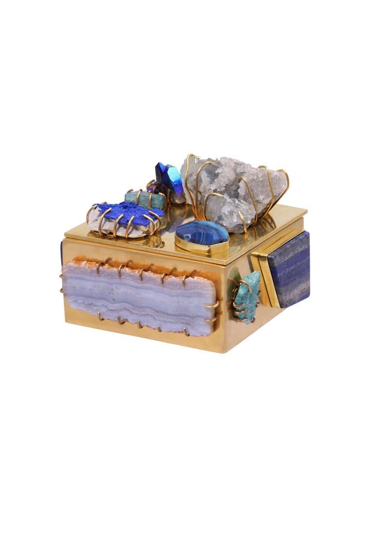Lapis Lazuli and Azurite Bauble Box by Kelly Wearstler. USA, 2013. Handcrafted by artisans in Los Angeles each one-of-a-kind Super Luxe bauble box features stones and minerals hand-picked by Kelly from around the world. Dazzlingly rich and utterly