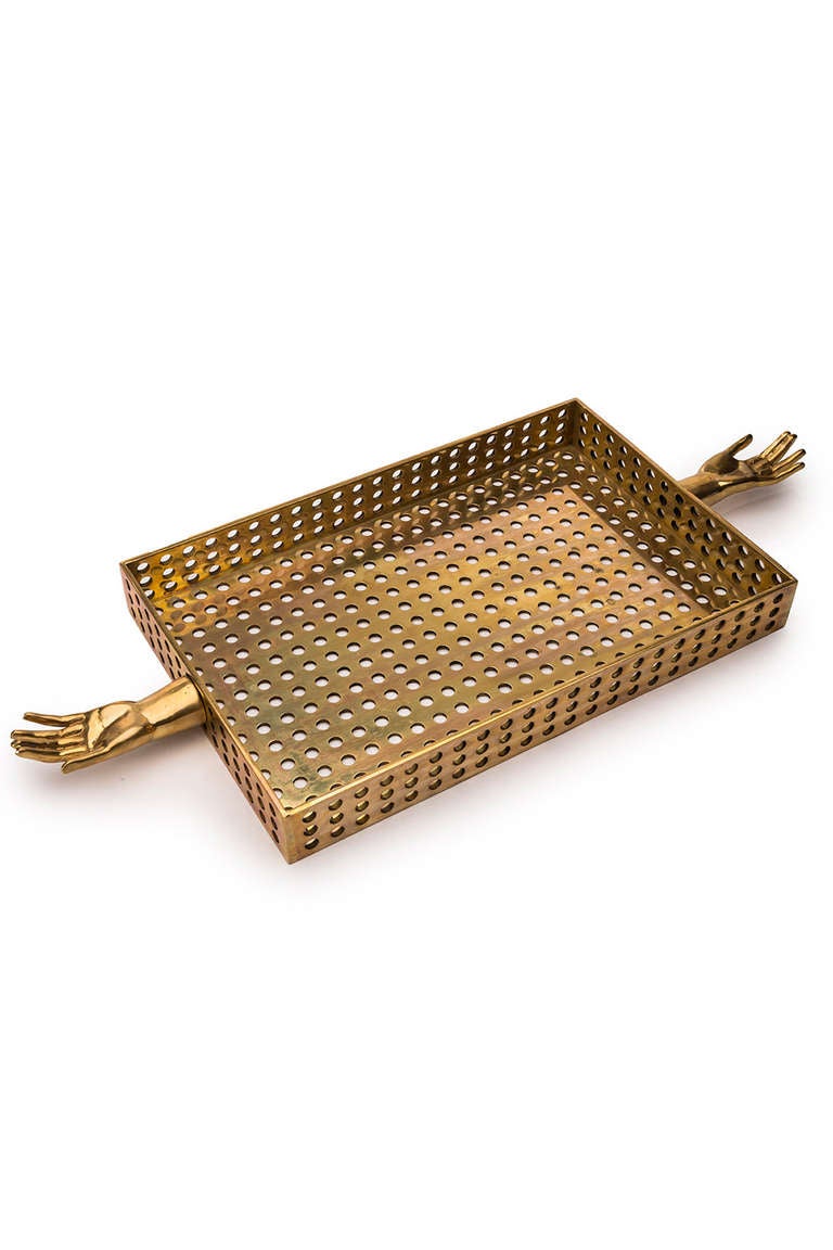 Salone Tray in Perforated Bronze at 1stdibs