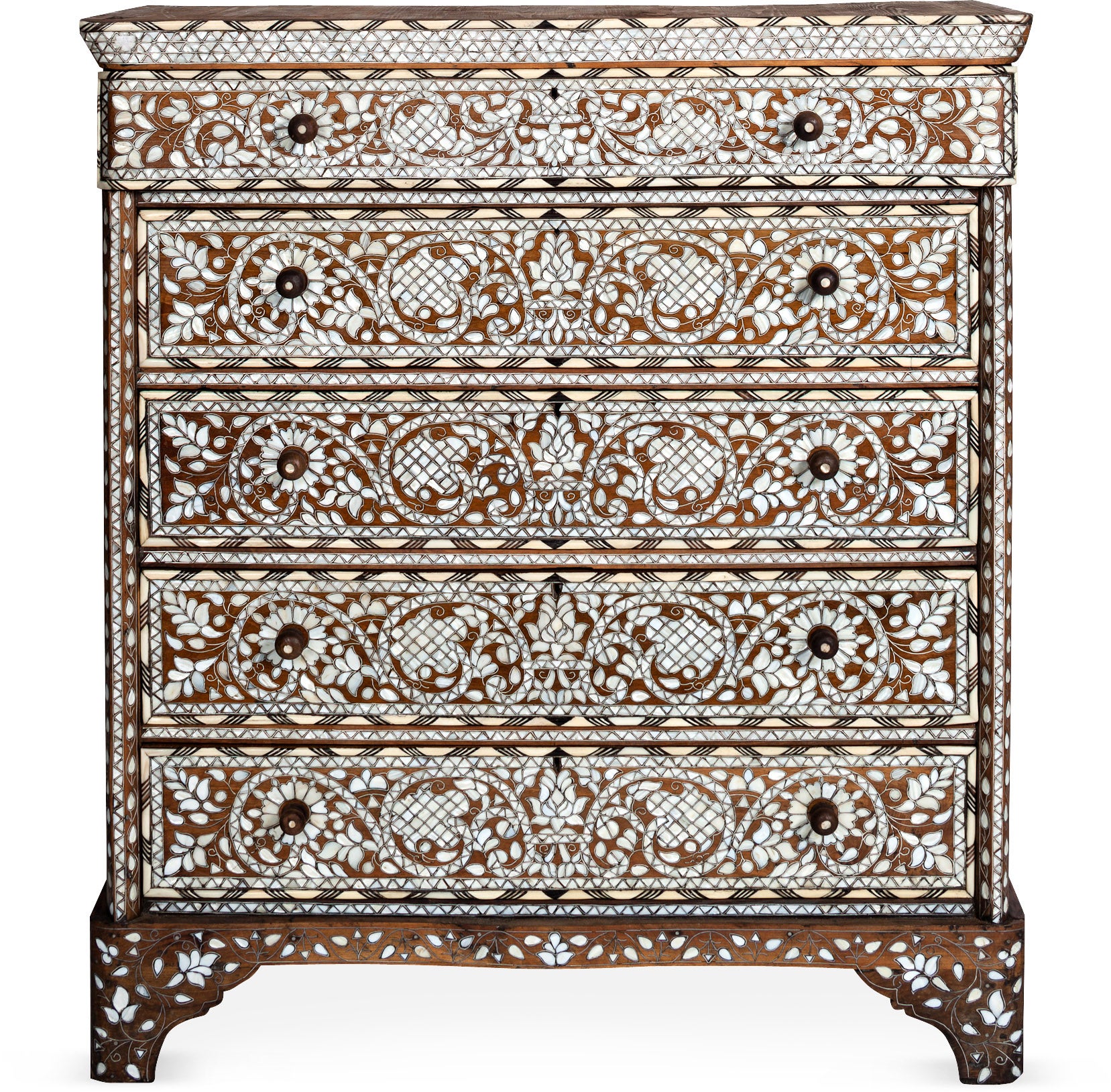 An Ornate Mother-of-Pearl and Bone Inlay Dresser