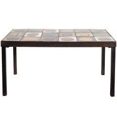 A 1950s Tile Top Steel Low Table by Roger Capron