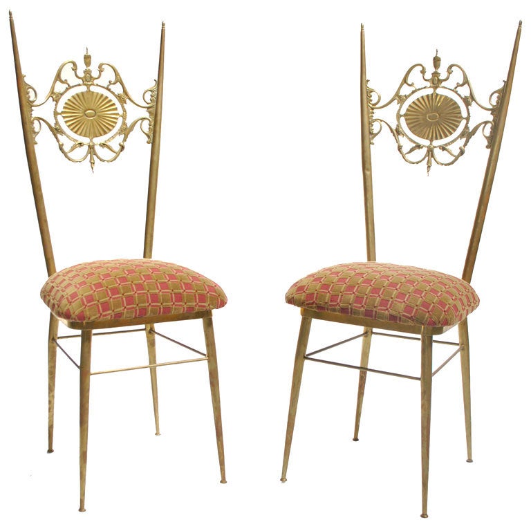 A Pair of 1960s Ornate Italian Side Chairs