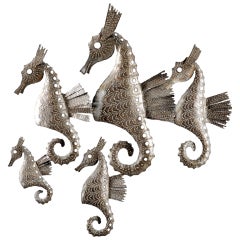 Vintage Large Highly Unusual Wall Lamp Seahorses Sweden 1969