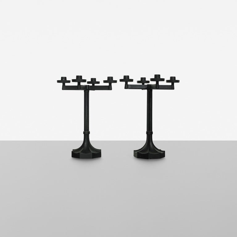 Beautiful Pair of Cast-Iron Candelabra by Sigurd Persson