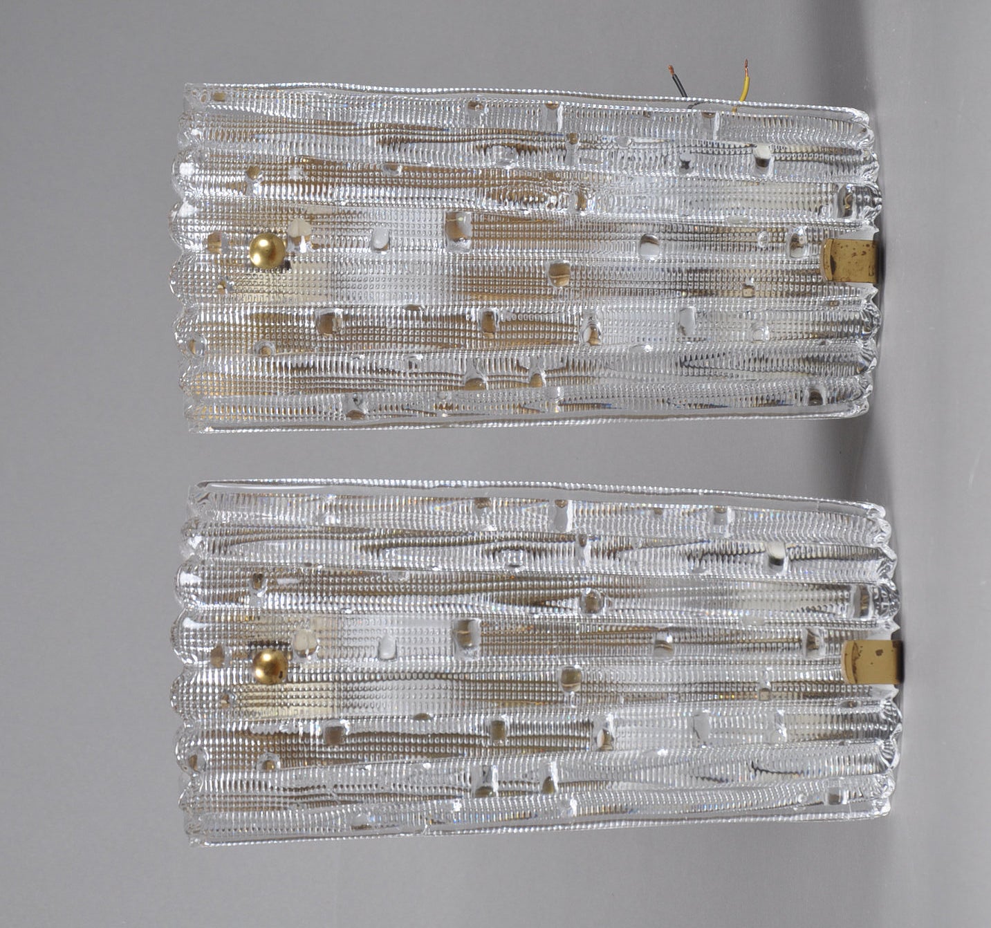 Pair of Large Carl Fagerlund Orrefors Crystal Glass Wall Lamps For Sale