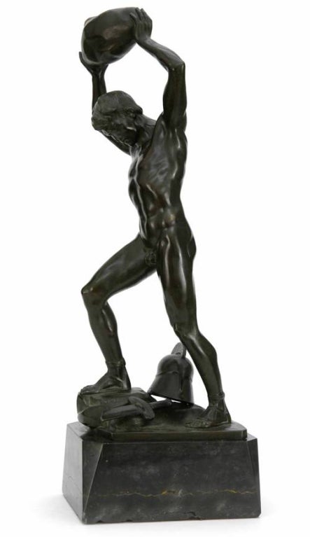 Otto Schmidt-Hofer (Germany, 1873-1925)
A Very Masculin Elegant Neoclassical Bronze Sculpture of a Greek Warrior called 