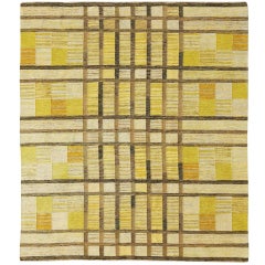 Beautiful Swedish Geometric Flatweave Rug 1950
s