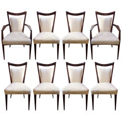Set of Melchiorre Bega and Mario Gottardi Dining Chairs 6 chairs & 2 armchairs