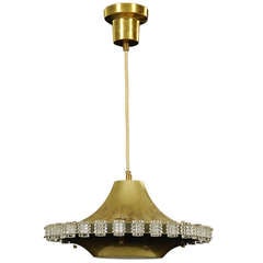 Brass & Glass Ceiling Pendant Chandelier by Philips