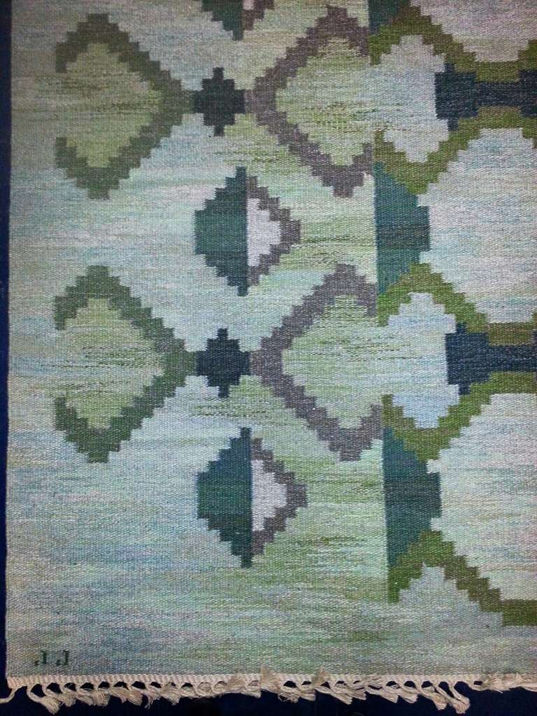 Swedish Vintage Flat Weave Rug by Judith Johansson In Excellent Condition For Sale In Miami, FL