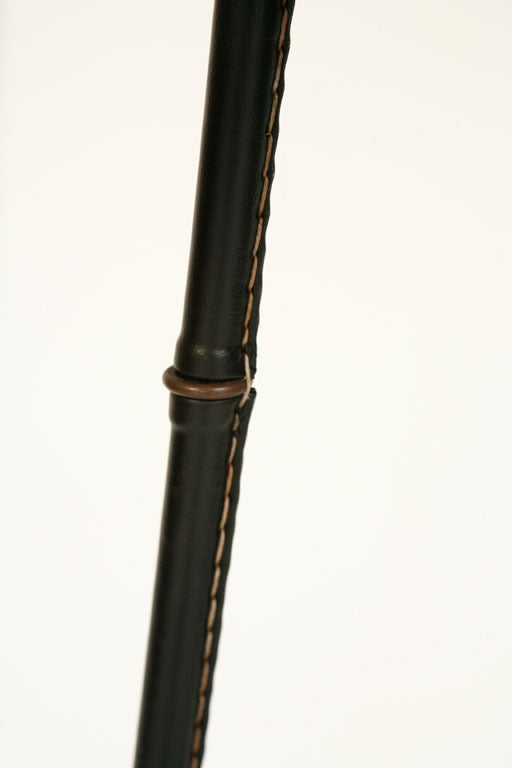 Elegant Leather & Brass Valet by Jaques Adnet France 1940's