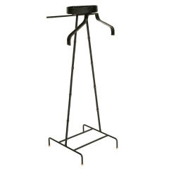 Elegant Leather & Brass Valet by Jaques Adnet France 1940's