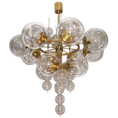Retro Large Very Extravagant Grand Crystal & Brass Chandeliers 1950's, 2 Available