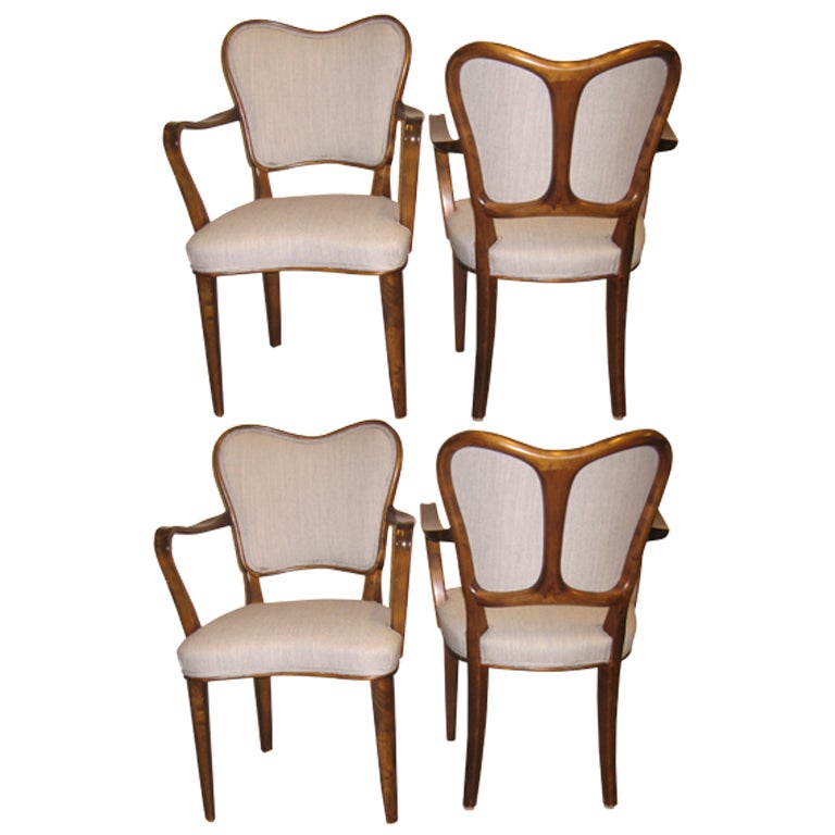 4 Art Deco Game Chairs by GA Berg For Sale