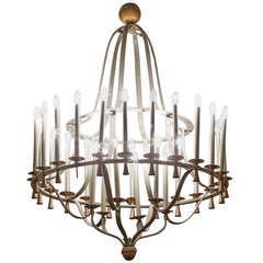 2 Available Of This Grand French Art Deco Early 1940s Wrought Iron Chandelier
