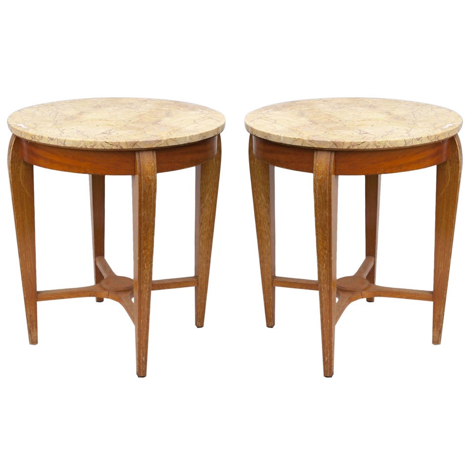 Two Pairs of French Art Deco Marble-Topped Gueridons For Sale