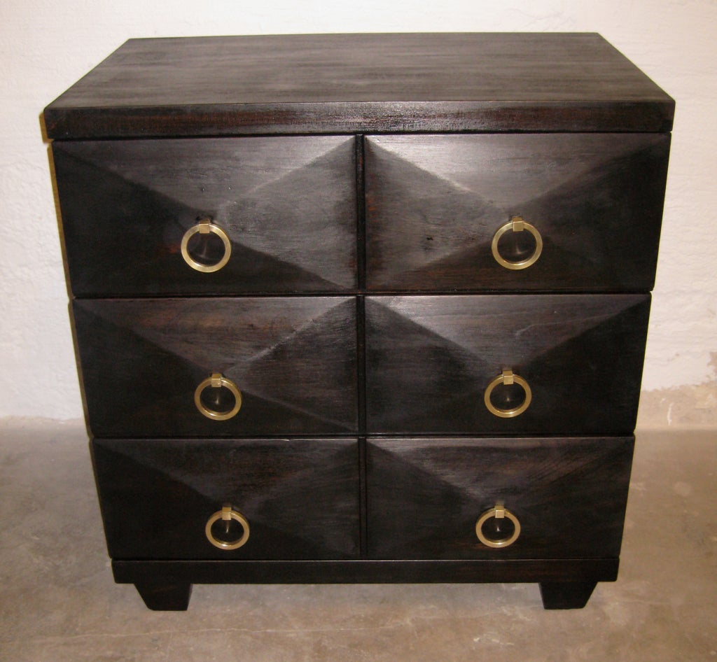 Pair of Ebonized James Mont Chest of Drawers