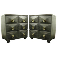 Pair of Ebonized James Mont Chest of Drawers