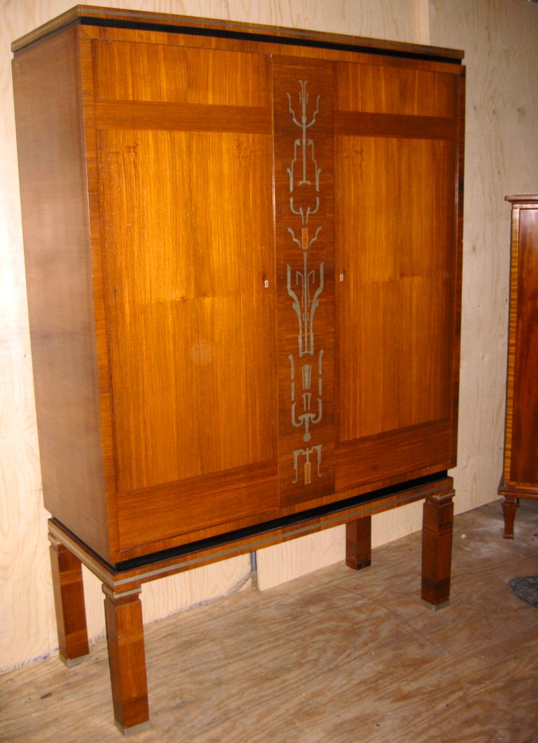 Spectacular Jacaranda & Pewter inlaid Art Deco Cabinet by Axel Einar Hjorth