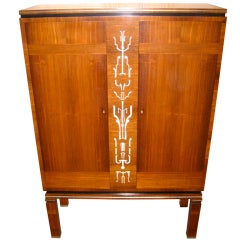 Antique Spectacular Jacaranda & Pewter inlaid Art Deco Cabinet by Axel Einar Hjorth