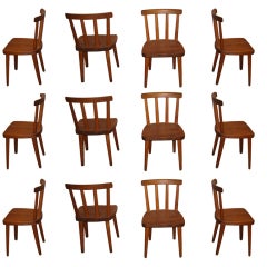 Rare Set of 12 'Utö' pine Chairs by Axel Einar Hjorth