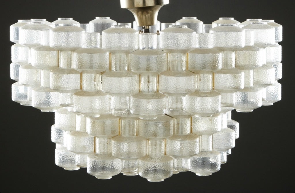 Swedish 2 Beautiful Orrefors Glass Chandeliers by Carl Fagerlund