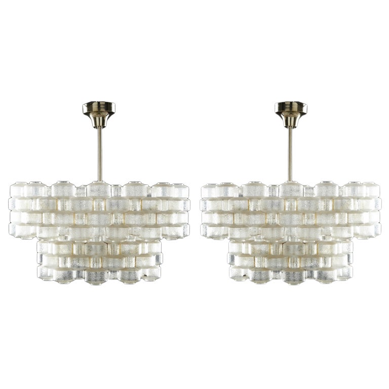 2 Beautiful Orrefors Glass Chandeliers by Carl Fagerlund