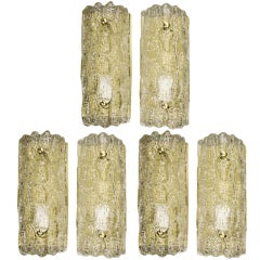 6 Large Orrefors Glass Wall Lights / Sconces by Carl Fagerlund