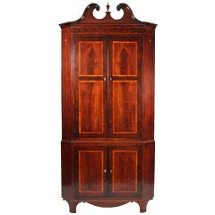 Antique George III mahogany double corner cupboard
